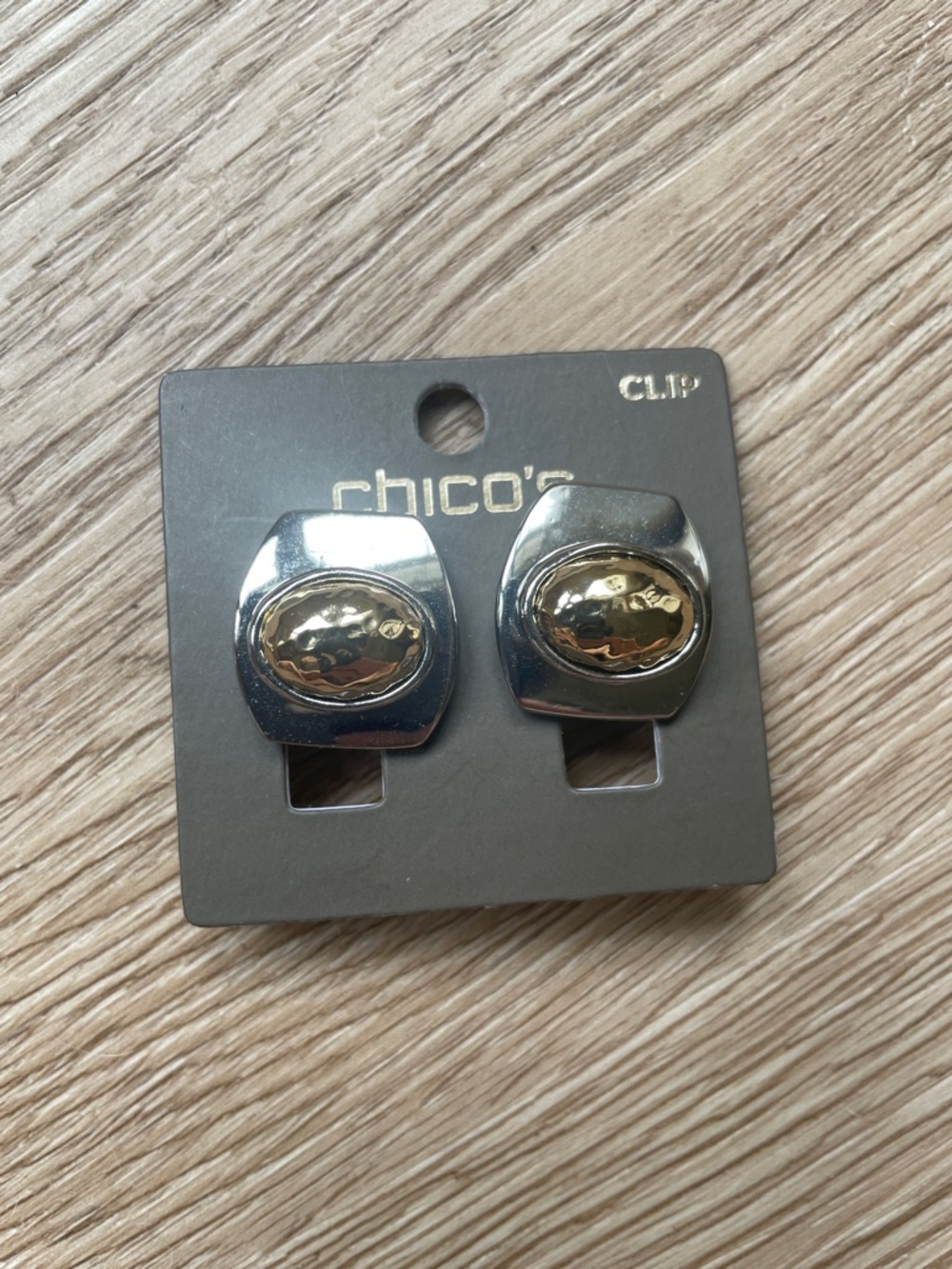 NWT Chico's Mixed Metallic and Pearl Clip-On Earrings - Picture 2 of 5